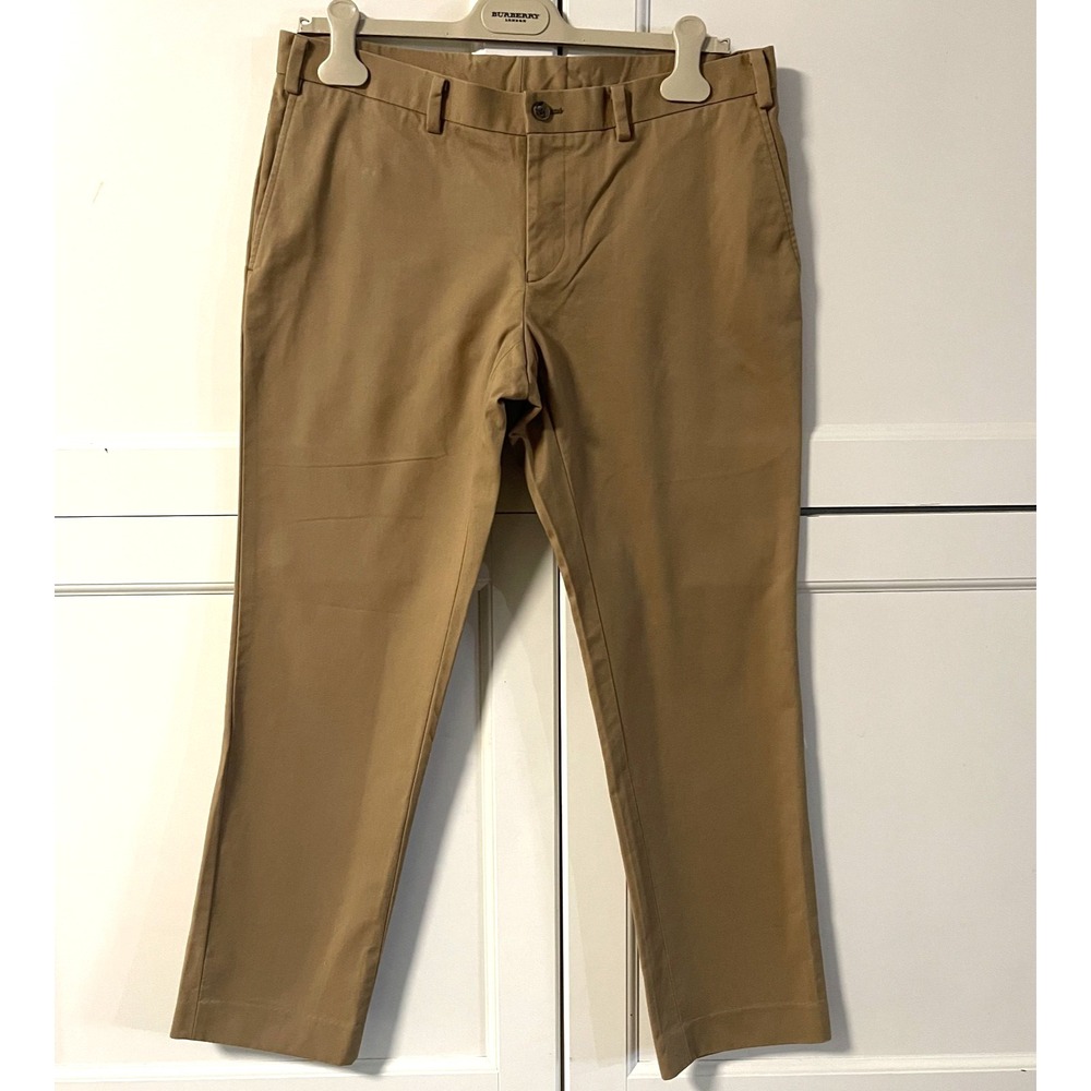 Indochino Pants 100% cotton flat‎ front straight leg chinos khaki/tan tailored